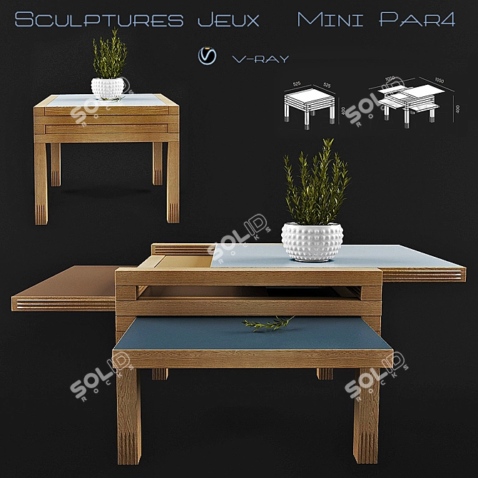 Mini Par4 Coffee Table by Sculptures Jeux: Functional and Stylish 3D model image 1