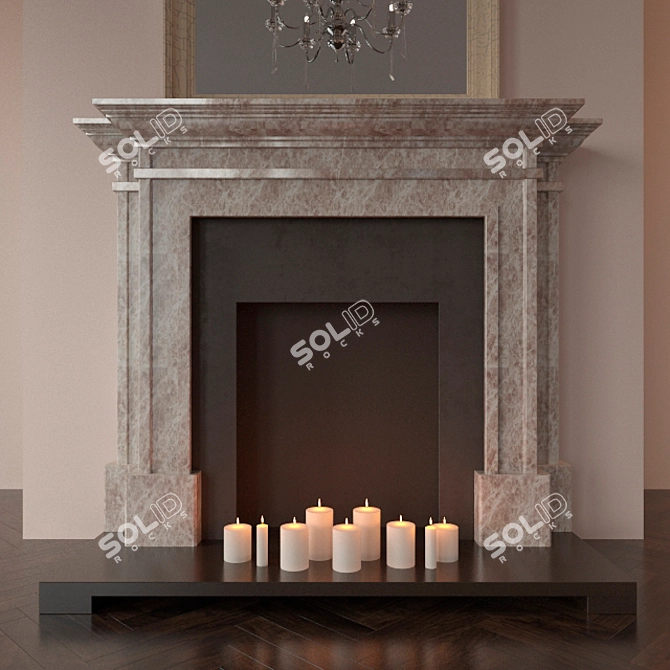 English Classic Fireplace with Mirror 3D model image 1