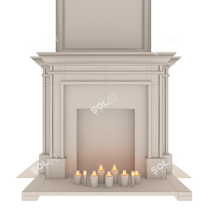 English Classic Fireplace with Mirror 3D model image 3