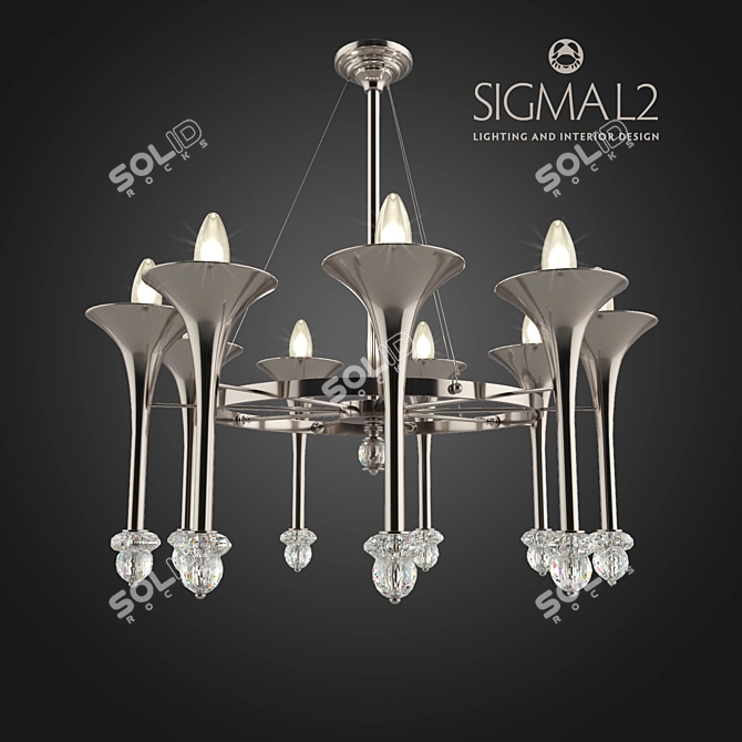 Chromed Bronze Crystal Chandelier 3D model image 1