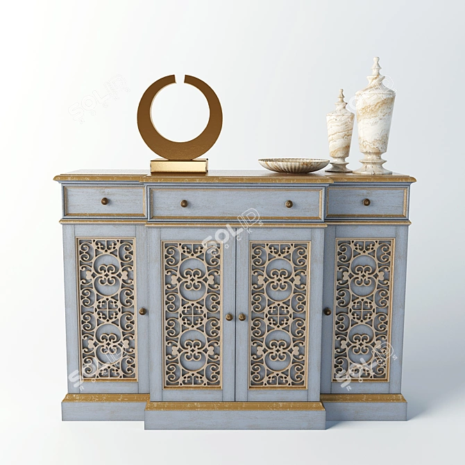 Ellie Scrolls Sideboard: Elegant and Functional Storage Solution 3D model image 2