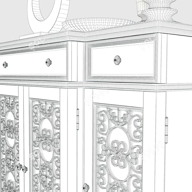 Ellie Scrolls Sideboard: Elegant and Functional Storage Solution 3D model image 3