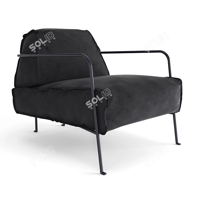 Baxter Metal Frame Leather Armchair 3D model image 1