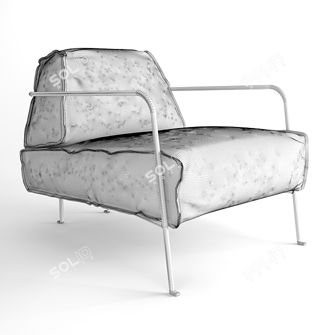 Baxter Metal Frame Leather Armchair 3D model image 2