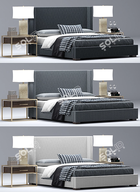 Restoration Hardware Modern Upholstered Platform Bed 3D model image 2