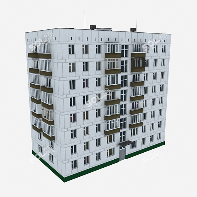 Moscow's Iconic II-18 High-rise 3D model image 1