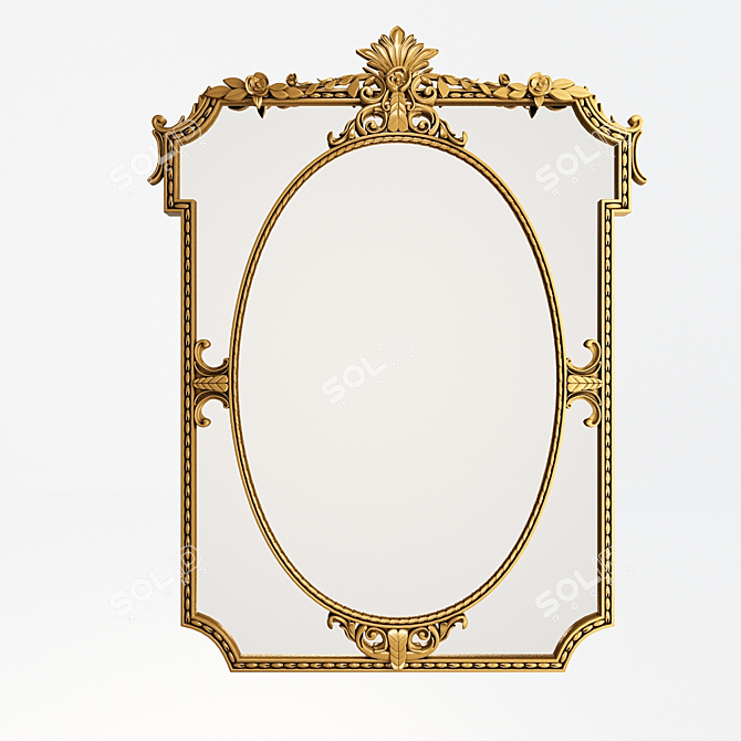 Elegant Wood Frame Mirror 3D model image 1