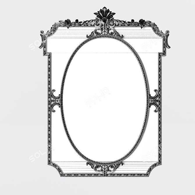 Elegant Wood Frame Mirror 3D model image 2