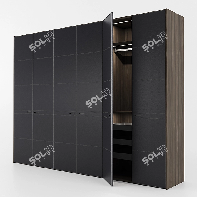 Luxury Leather Quilted Wardrobe 3D model image 1