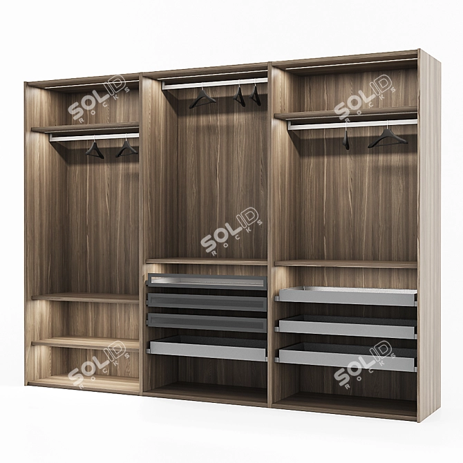 Luxury Leather Quilted Wardrobe 3D model image 2