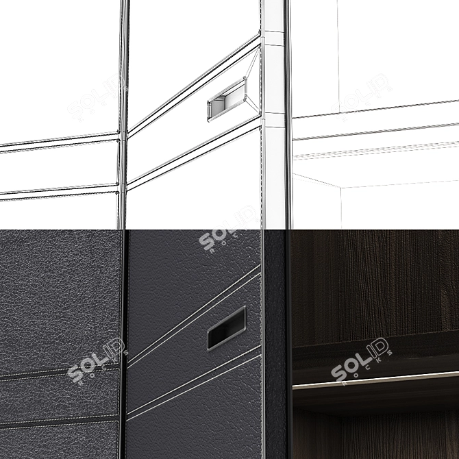 Luxury Leather Quilted Wardrobe 3D model image 6