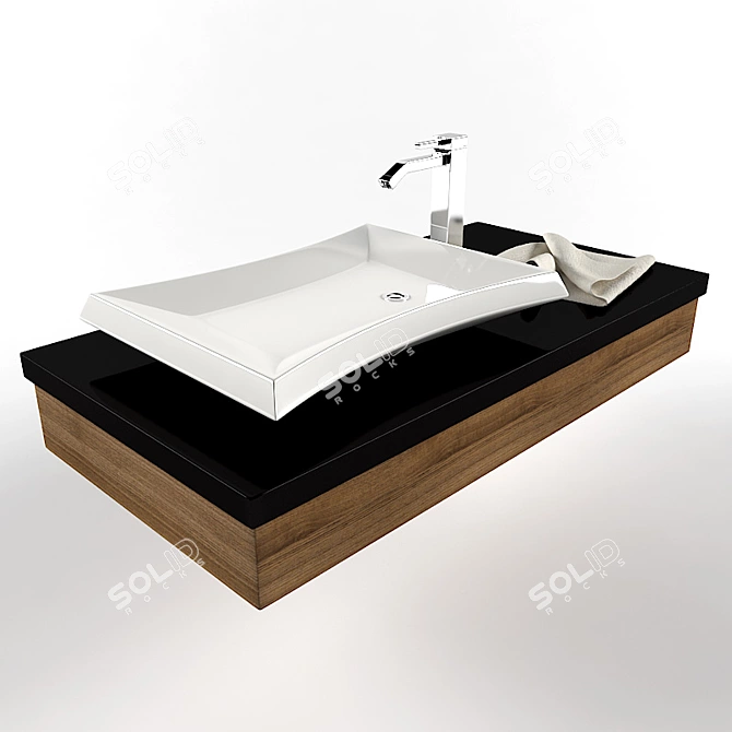 Elegant Towel-Ready Wash Basin 3D model image 1