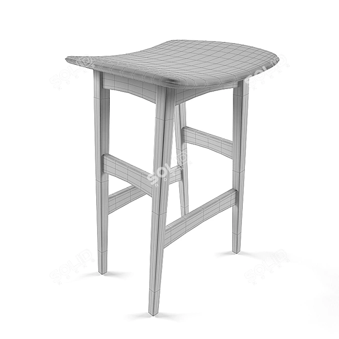 Tall Leather Stool 3D model image 2
