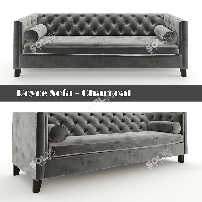 Charcoal Royce Sofa: Sleek & Stylish Comfort 3D model image 1