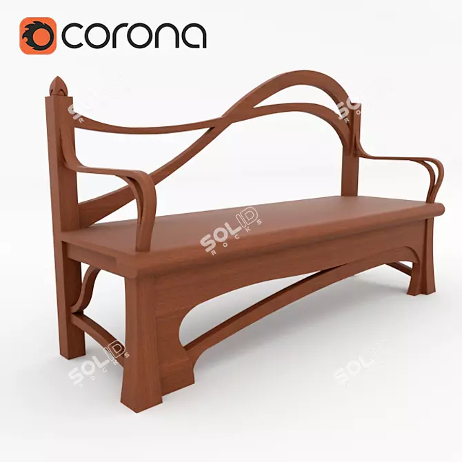 Sleek Modern Bench 3D model image 1