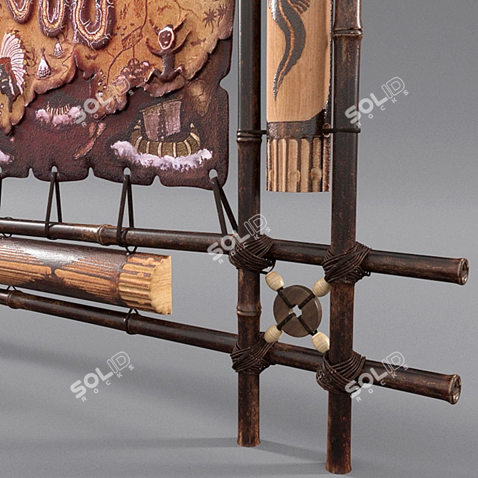 Exquisite Indian Bamboo Wall Decor 3D model image 2