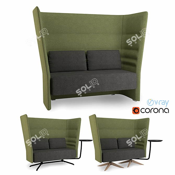 Modern High-Back Sofa: Sitland Cell128 3D model image 1