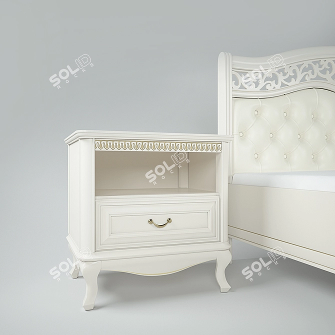 Elegant Verona Bed and Nightstand 3D model image 2