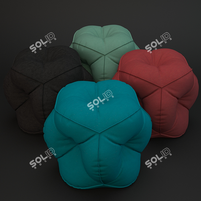 Colorful Round Pouf Set: Inspired by Rolf Benz 3D model image 1