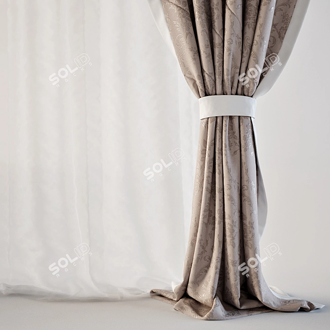 Elegant Drapery Set 3D model image 2