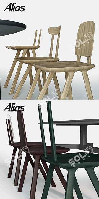 Elegant Alias Tabu Chairs and Stabiles Oval Table Set 3D model image 2