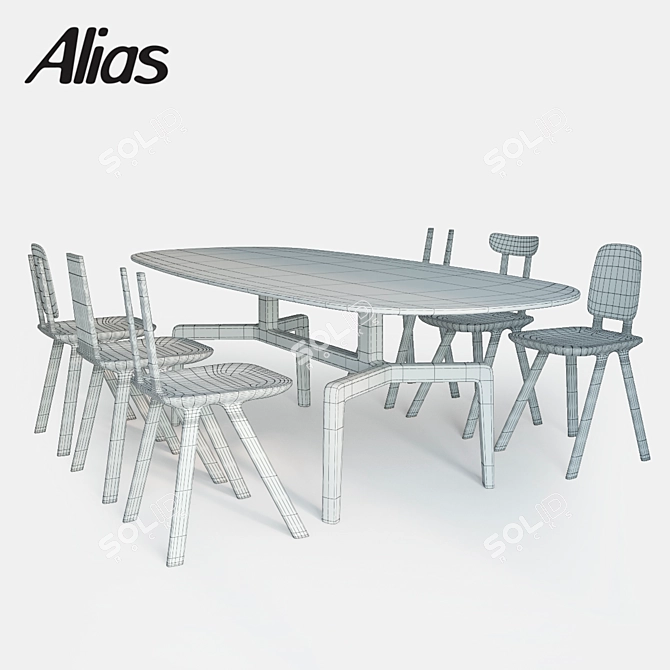 Elegant Alias Tabu Chairs and Stabiles Oval Table Set 3D model image 3