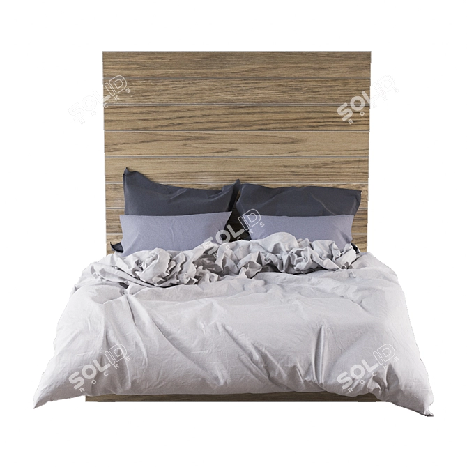 Wooden Backrest Bed 3D model image 3