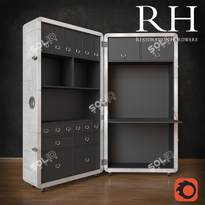 Restoration Hardware Secretary Trunk: Blackhawk Elegance 3D model image 2