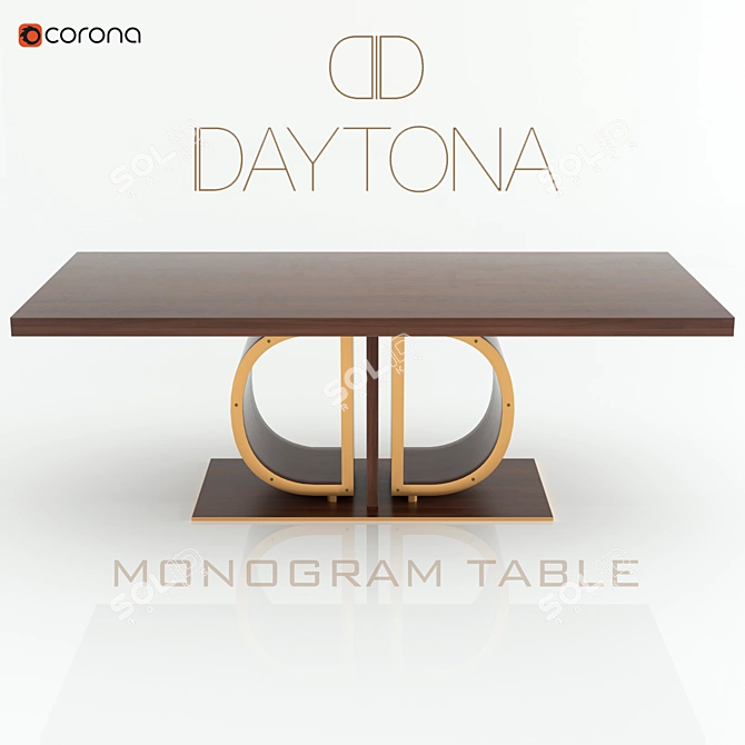 Daytona Monogram Brass-Edged Dining Table 3D model image 1