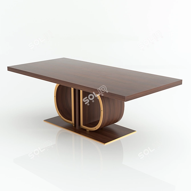 Daytona Monogram Brass-Edged Dining Table 3D model image 2