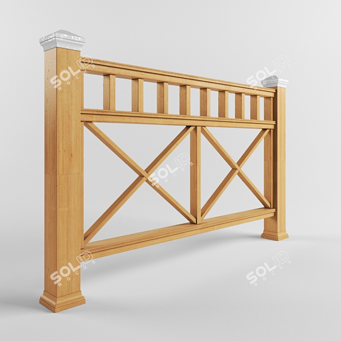 Wooden Terrace Fencing 3D model image 2