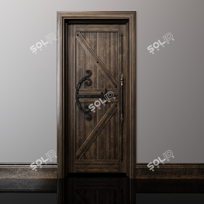 Title: Medieval Single Door: A Glimpse of the Past 3D model image 1