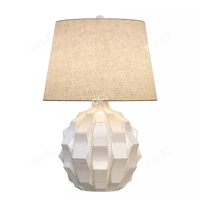 Title: White Ceramic Mid-Century Table Lamp 3D model image 1