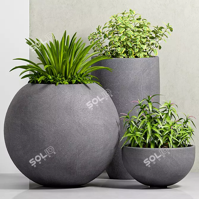 Modern Planters Set 3D model image 1