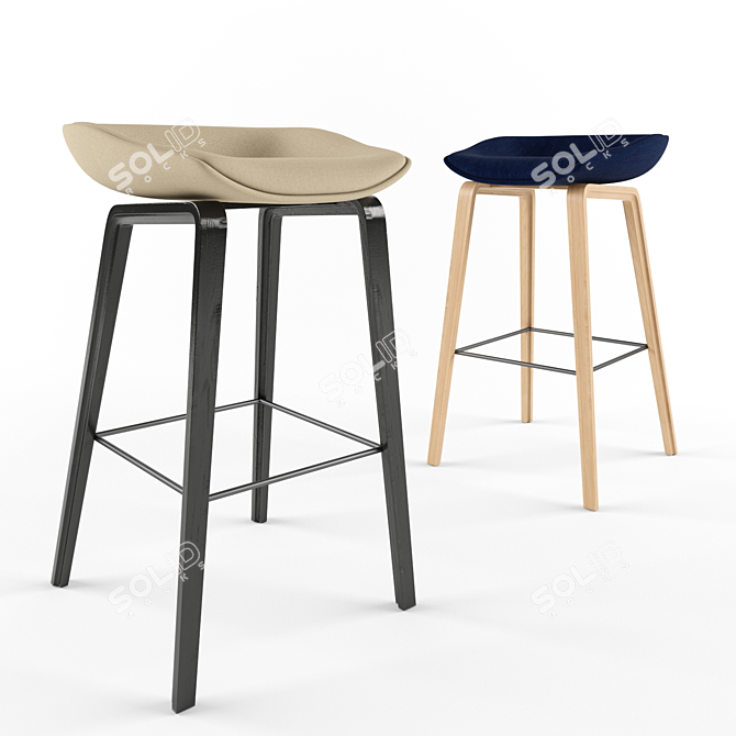 HAY AAS33 Upholstered Stool 3D model image 1