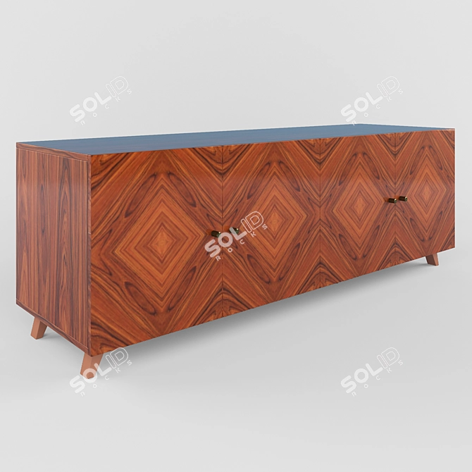 Homemotions KS001 Stand: Stylish 2000mm Brazilian Palisander & Oak Wood TV Cabinet 3D model image 1