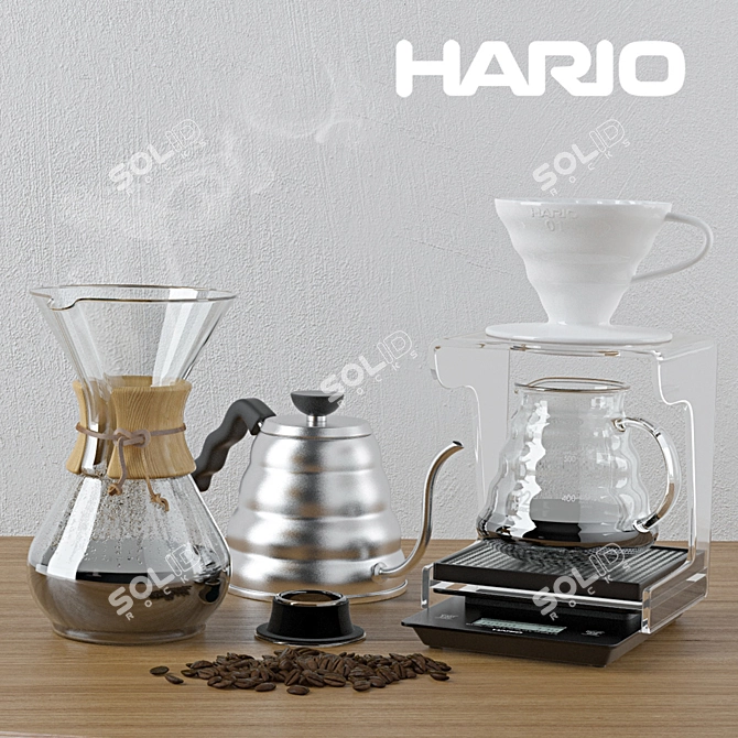 Hario V60 Coffee Brewing Set 3D model image 1