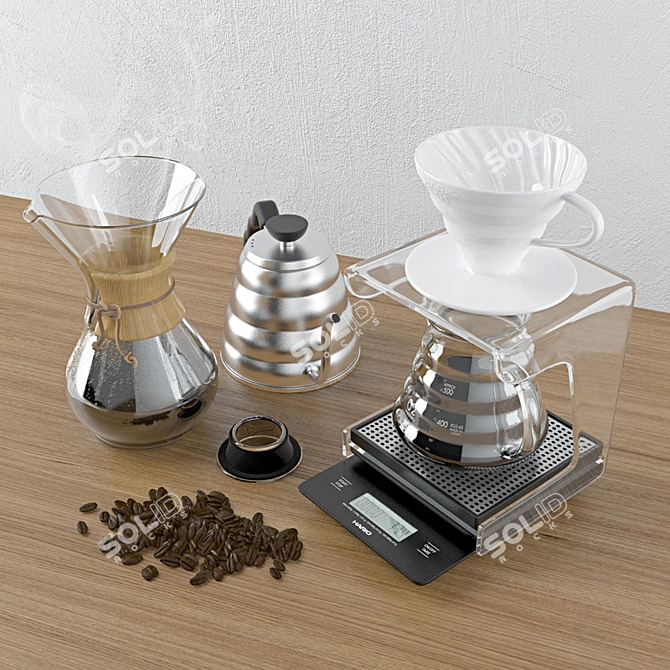 Hario V60 Coffee Brewing Set 3D model image 2