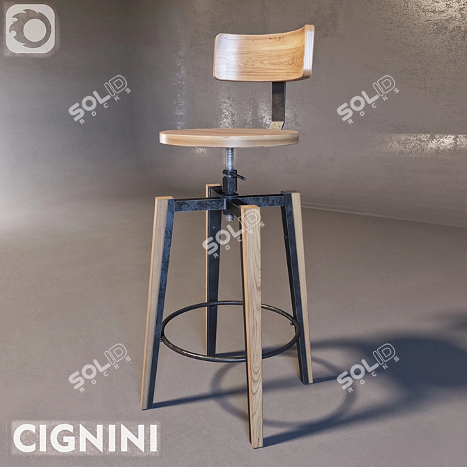 Italian Industrial Bar Stool: Cignini 3D model image 1