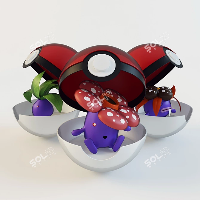 Blossom of Odor: Oddish, Gloom, Vileplume 3D model image 1