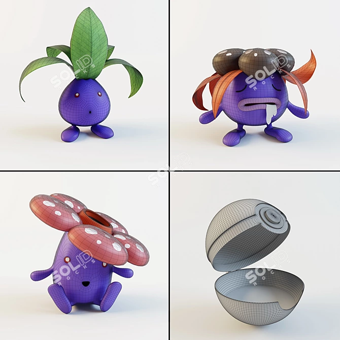 Blossom of Odor: Oddish, Gloom, Vileplume 3D model image 3