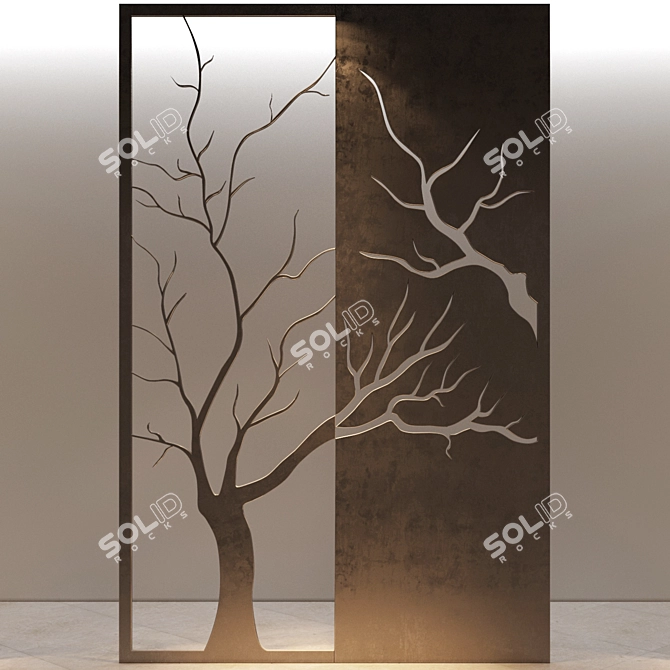 Elegant Laser Cut Decor Screen 3D model image 1