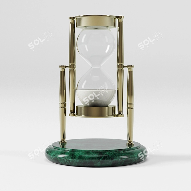 Elegant Brass Marble Hourglass 3D model image 1