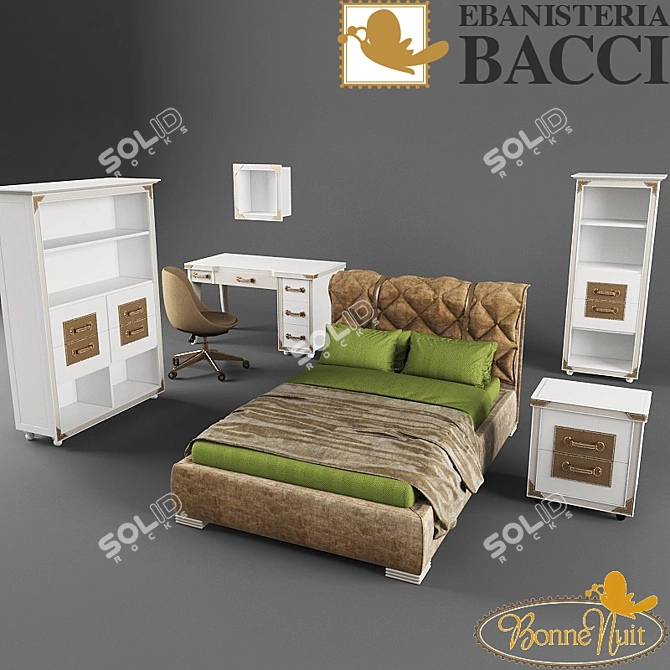 Dreamy Ebanisteria Bacci Bed Set 3D model image 1