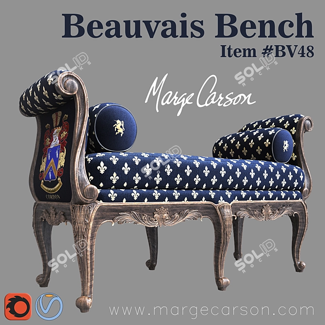 Elegant Beauvais Bench: Luxury in Every Detail 3D model image 1