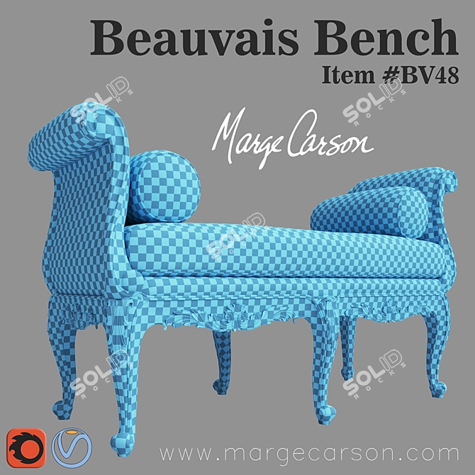 Elegant Beauvais Bench: Luxury in Every Detail 3D model image 2