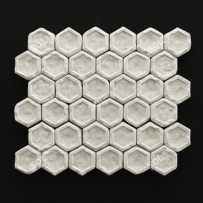 Seamless Stone Hexagon Panel 3D model image 1