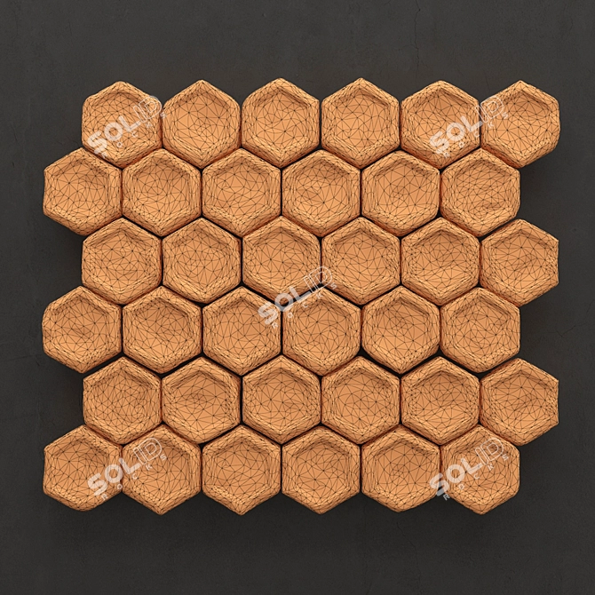 Seamless Stone Hexagon Panel 3D model image 3