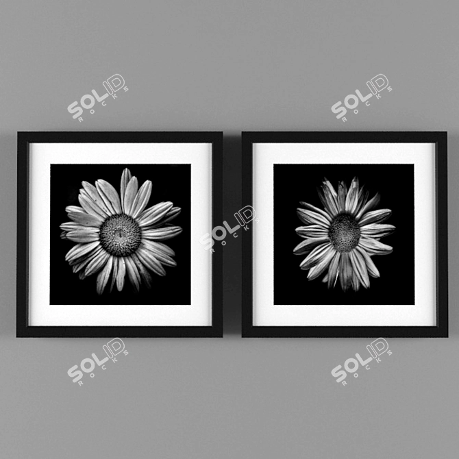 Contemporary Frame Paint Flower 3D model image 1