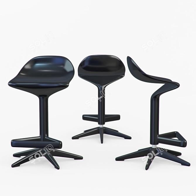 Adjustable Polypropylene Bar Stool 3D model image 3